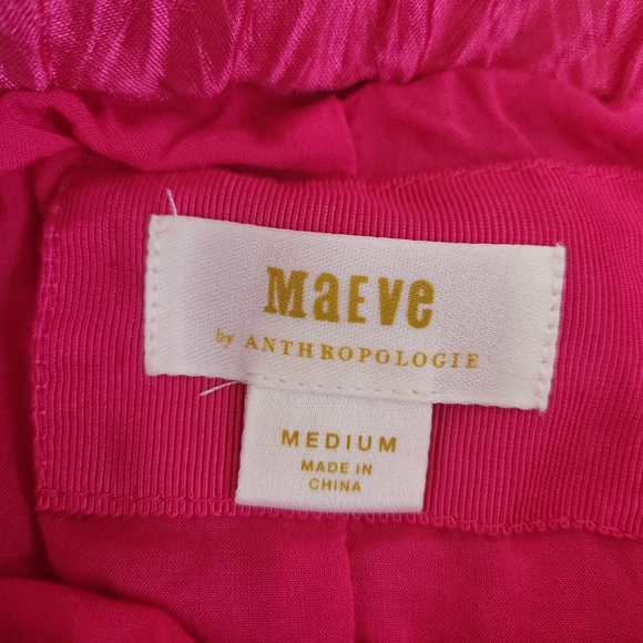 Anthropologie Maeve Pleated Shine Midi Skirt Fushia Hot Pink Barbiecore Girlypop - Picture 8 of 15